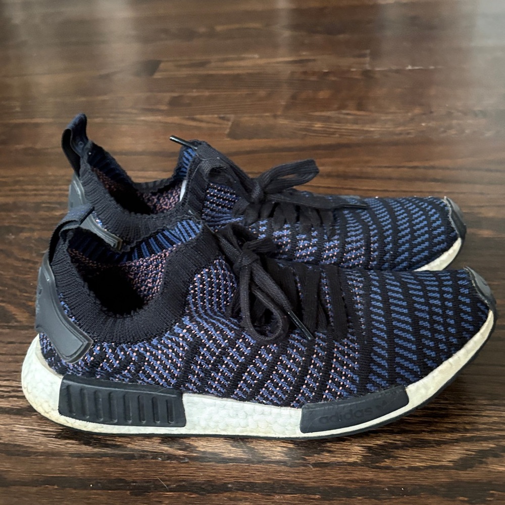 Adidas Black and Navy Knit Sneakers
